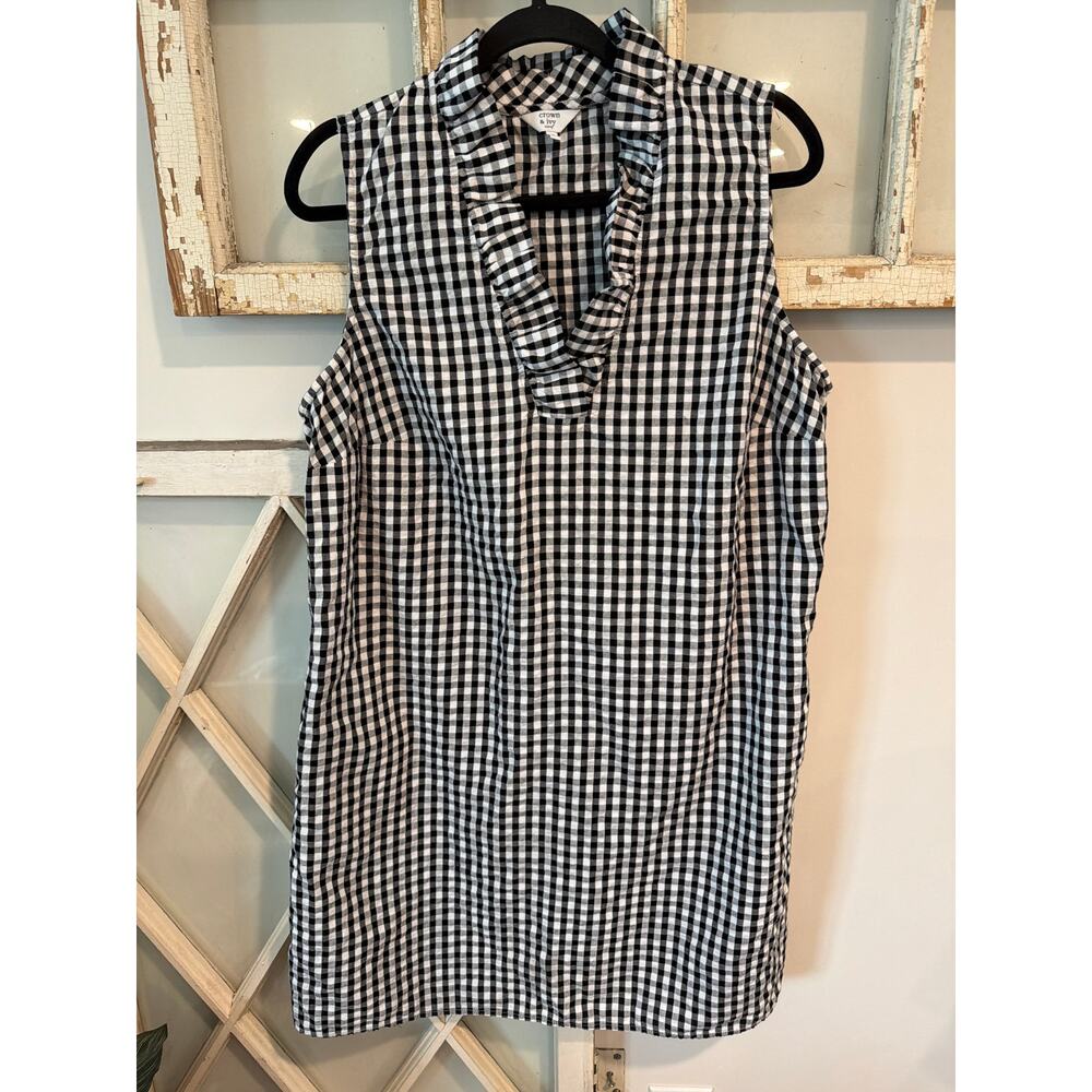 Crown & Ivy size 1X black and white sleeveless mini dress with pockets